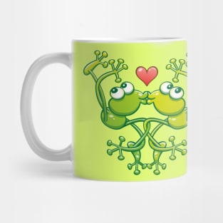 Frogs in love performing stunning choreography of jumps and kisses Mug